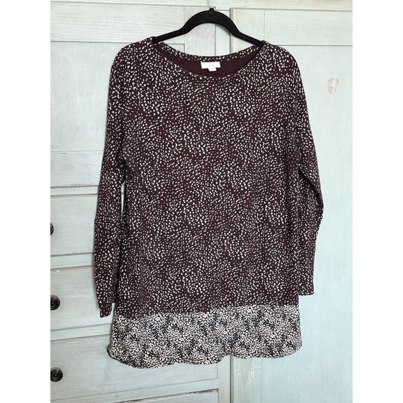 J. Jill Dresses & Skirts - J. Jill Women's Pattern Dress, Dark Maroon With Black & Tan, Size M